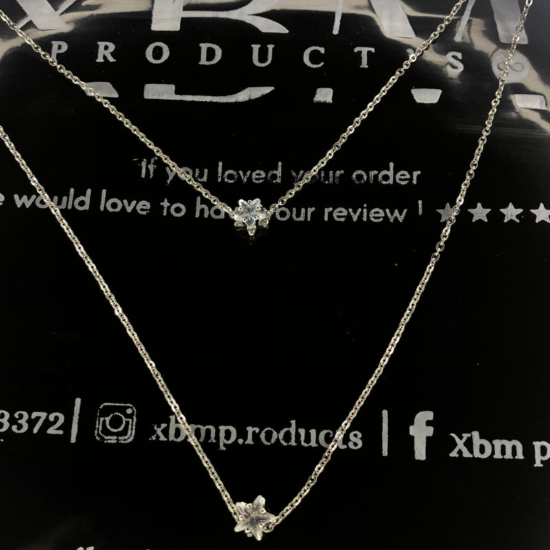 Crystal start silver pendant