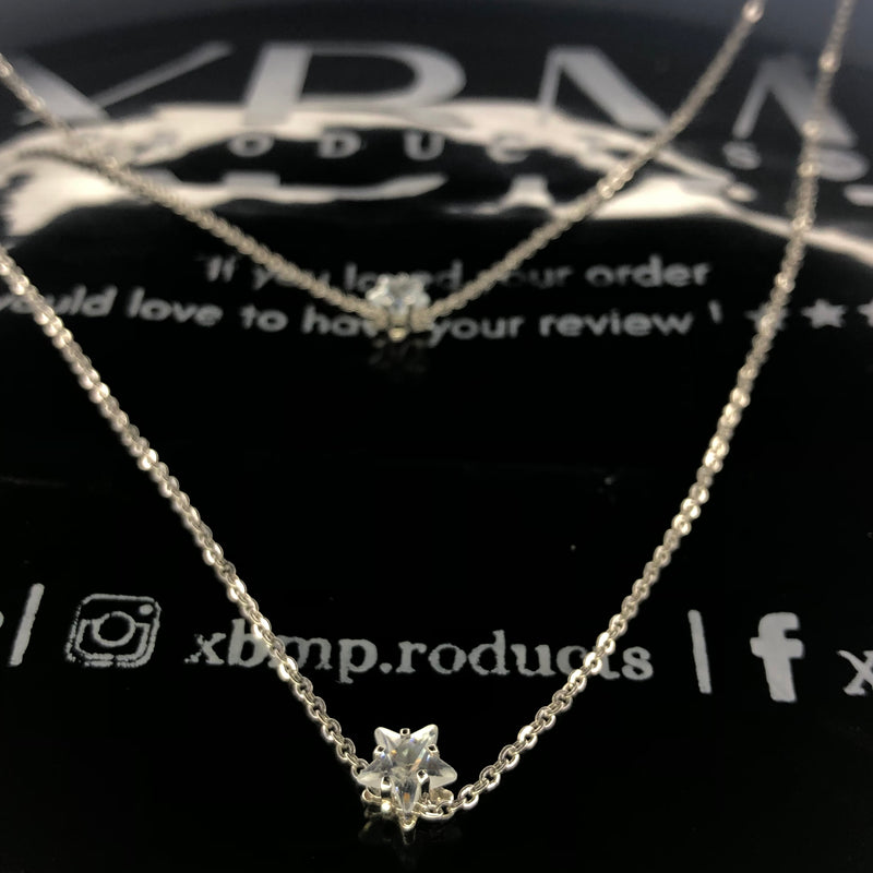 Crystal start silver pendant