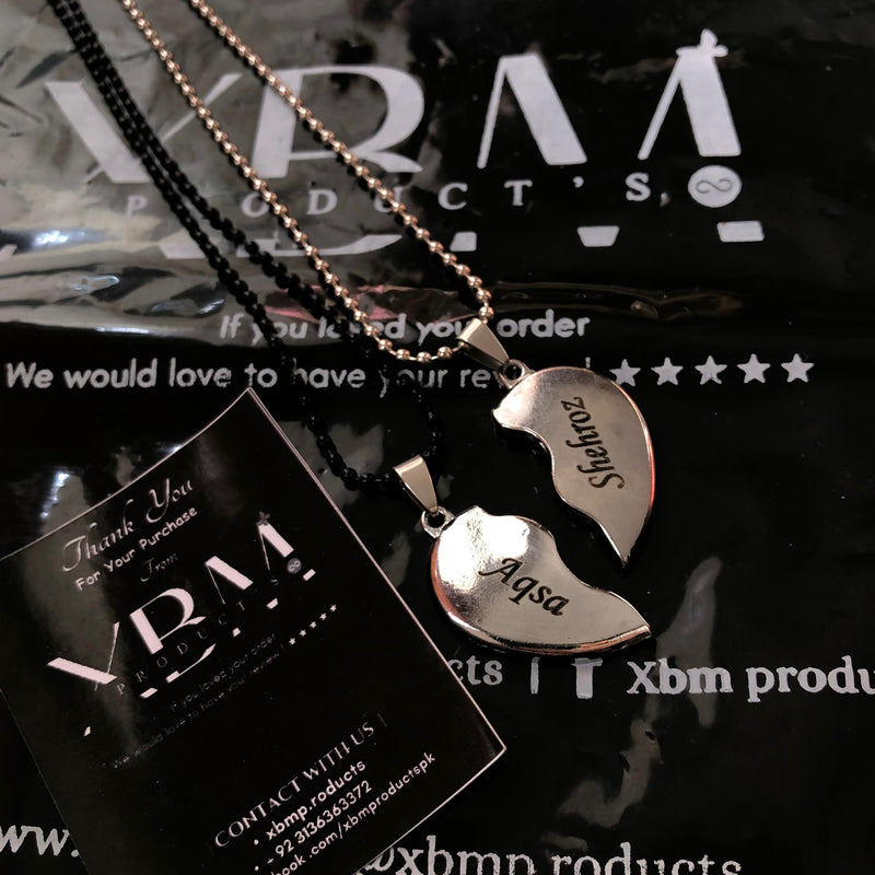 Engraved broken heart locket