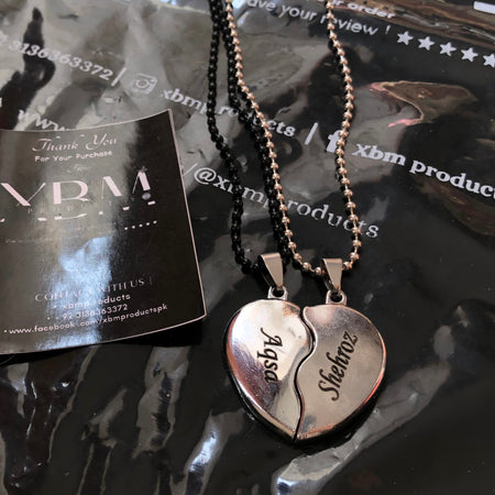 Engraved broken heart locket