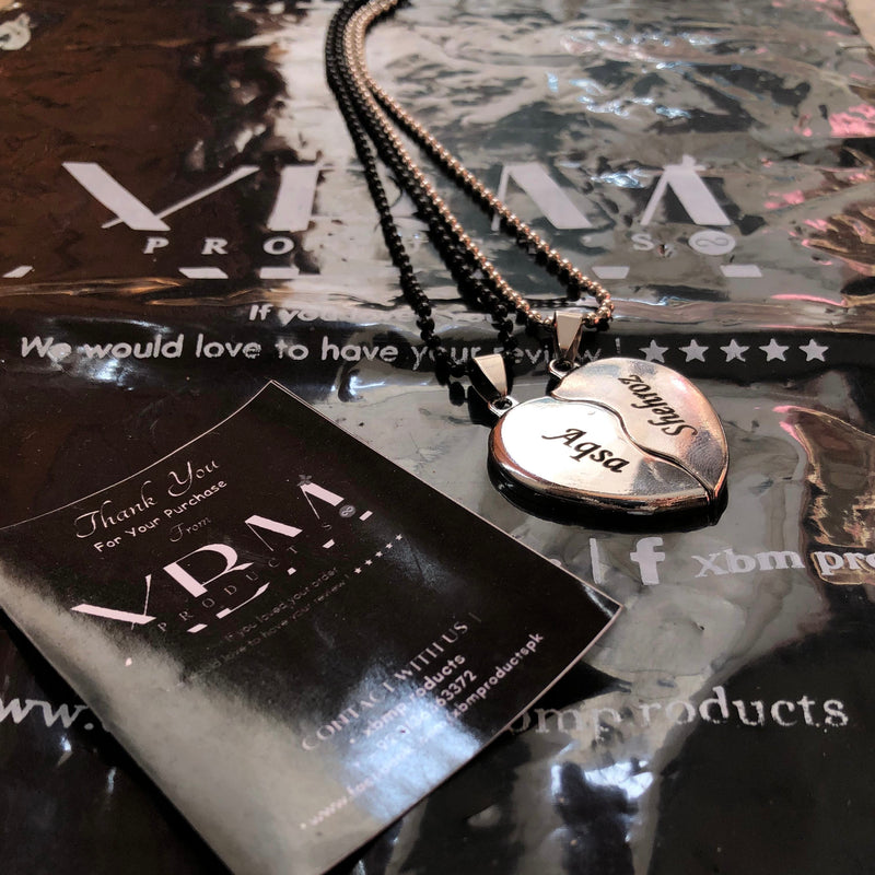 Engraved broken heart locket