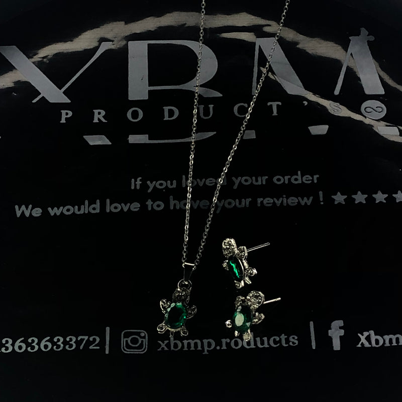 Turtle Earrings & Locket set