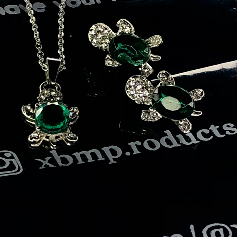 Turtle Earrings & Locket set
